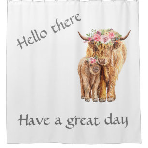 Cute Highland Cows with flowers