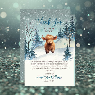 Cute Highland Holy Cow Winter Baby Shower Thank You Card