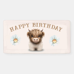 Cute Highlands Scottish Cow Banner