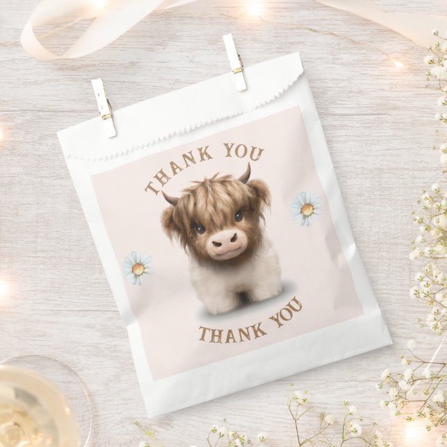 Cute Highlands Scottish Cow Favour Bag (Clipped)