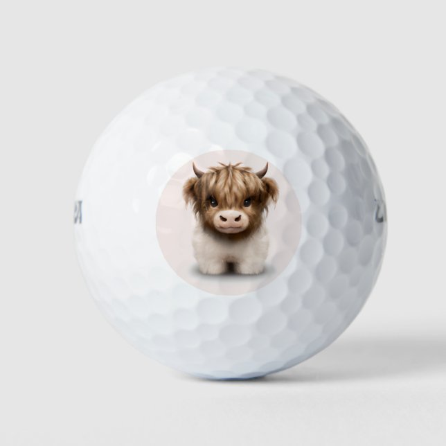 Cute Highlands Scottish Cow Golf Balls (Front)