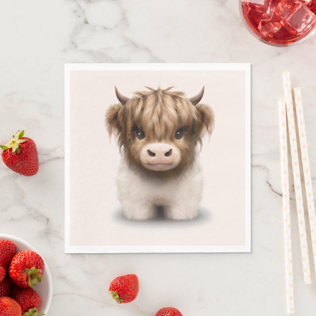 Cute Highlands Scottish Cow Napkin (Insitu)