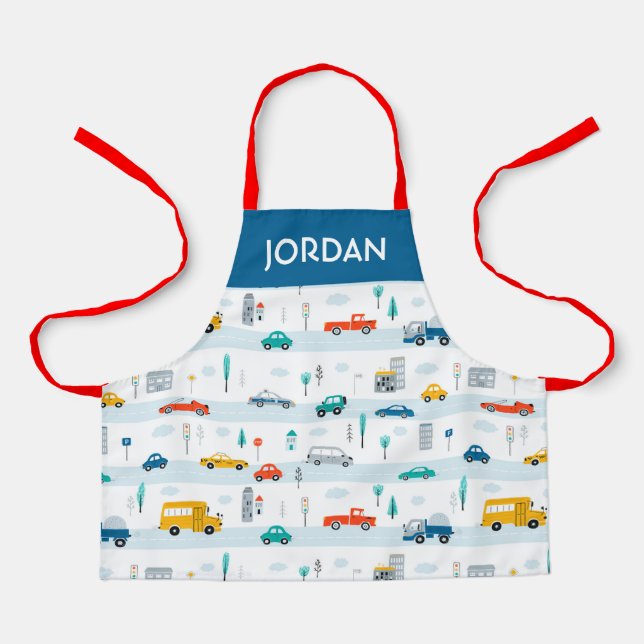 Cute Highway Vehicle Pattern Apron (Front)