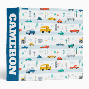 Cute Highway Vehicle Pattern Binder