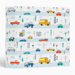 Cute Highway Vehicle Pattern Binder