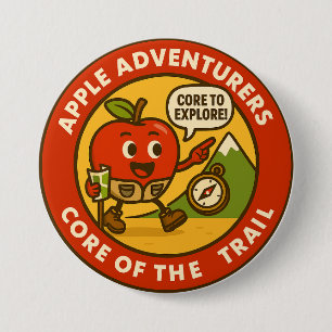 Cute Hiking Apple Outdoor Explorer Gear 3 Inch Round Button