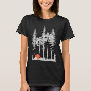 Cute hiking fox in the forest graphic retro vintag T-Shirt
