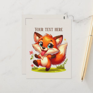 Cute hiking fox lovers customizable  postcard