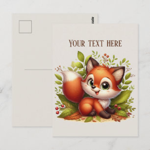Cute hiking fox lovers customizable  postcard