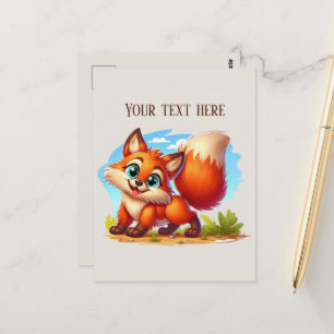 Cute hiking fox lovers customizable postcard