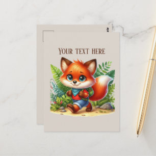 Cute hiking fox lovers customizable postcard