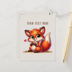 Cute hiking fox lovers customizable postcard