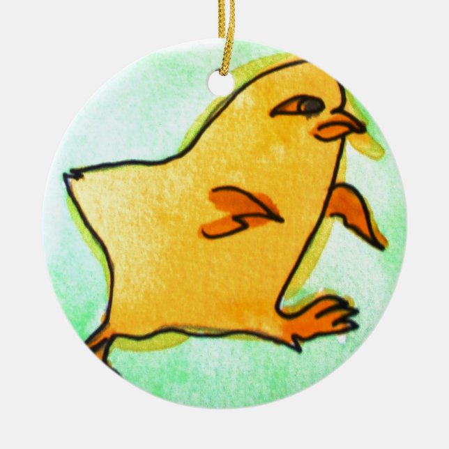 Cute hip Easter chick retro illustration Ceramic Ornament (Front)