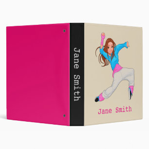 Cute hip hop dancer girl's student folder binder