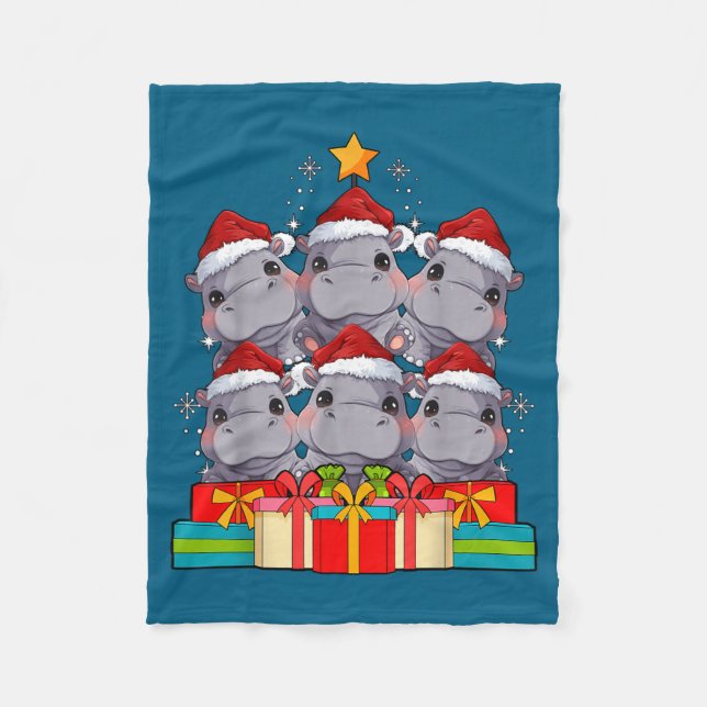 Cute Hip Le Hiptamus Christmas Tree Xmas Hat  Fleece Blanket (Front)
