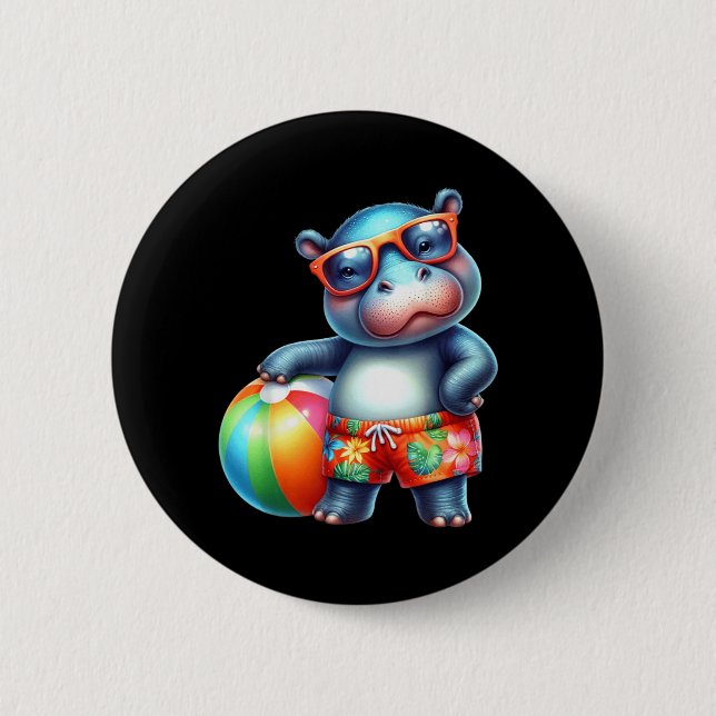 Cute Hip Summer Vacation Beach Ball 2 Inch Round Button (Front)