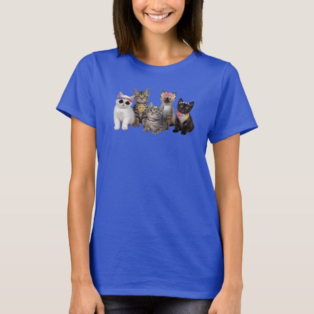 Cute Hippie Cat  T-Shirt (Front)