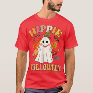 Cute Hippie Halloween Funny Ghost Pumpkin Vintage T-Shirt