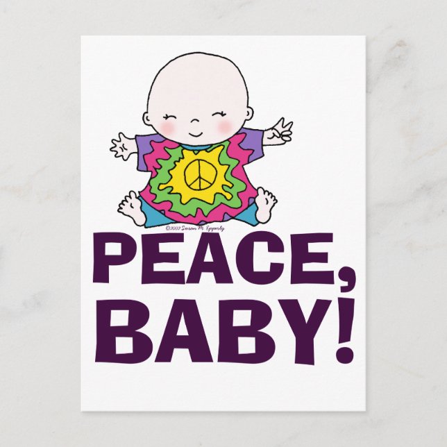 Cute Hippie / Hippy Tie Dye Peace Baby Postcard (Front)