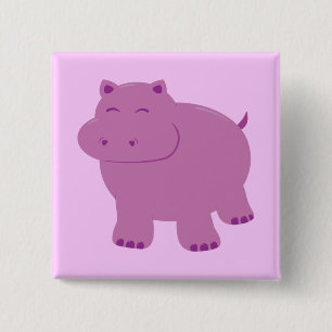 Cute Hippo 2 Inch Square Button