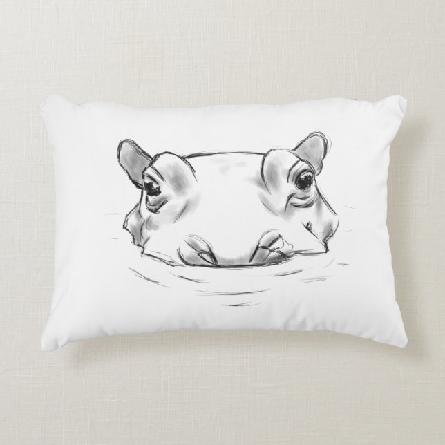 Cute hippo accent pillow (Front)