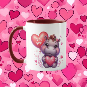 Cute hippo add message mug