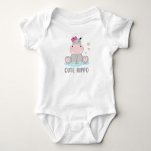 Cute hippo  baby bodysuit