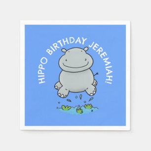 Cute hippo baby personalized cartoon birthday napkin