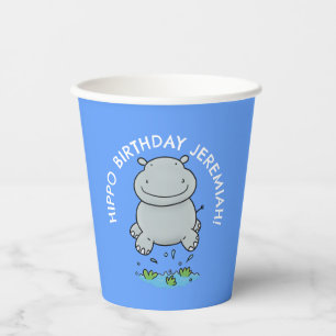 Cute hippo baby personalized cartoon birthday paper cups