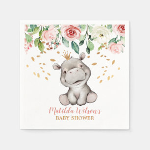 Cute Hippo Baby Shower Napkins