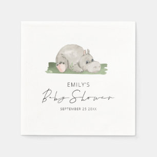 Cute Hippo Baby Shower Napkins