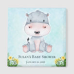 Cute Hippo Baby Shower Party Favours Magnet<br><div class="desc">Unique Baby Shower Gift Favours for your guests.  Each magnet can be personalized with names and dates. This design has a baby hippo and can be customized to fit your creativity.</div>