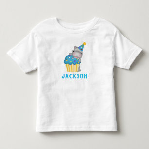 Cute Hippo Birthday Cupcake Personalized Toddler T-shirt