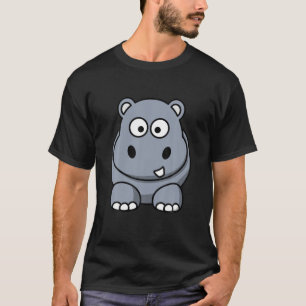 Cute Hippo Cartoon Design For Little Kids Or Big K T-Shirt