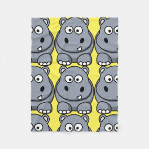 Cute Hippo Cartoon Fleece Blanket
