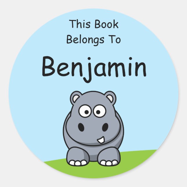 Cute Hippo Classic Round Sticker (Front)