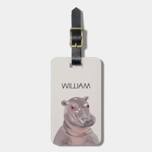 Cute Hippo Custom Name  Luggage Tag