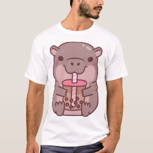 Cute Hippo Drinking Bubble Tea T-Shirt