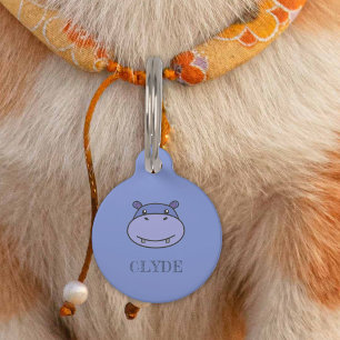 Cute Hippo Face Pet Tag