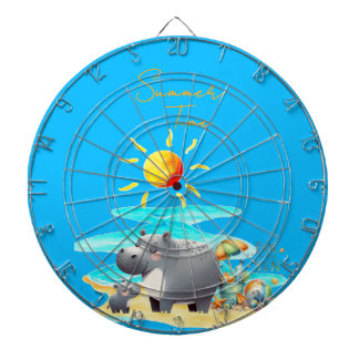 Cute Hippo Fun in the Sun Beach Day Dartboard