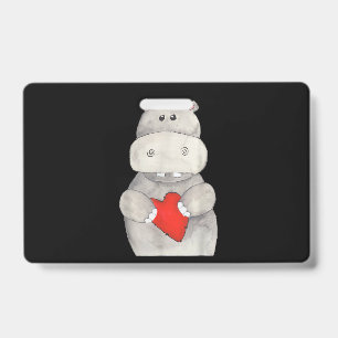 Cute Hippo Hippopotamus Holding Heart Love Hippo Badge