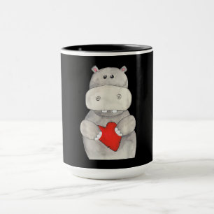 Cute Hippo Hippopotamus Holding Heart Love Hippo Mug