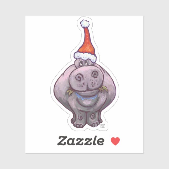 Cute Hippo in a Santa Hat (Sheet)