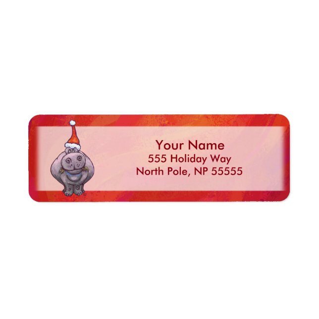 Cute Hippo in Santa Hat on Red (Front)