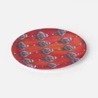 Cute Hippo in Santa Hat Pattern on Red