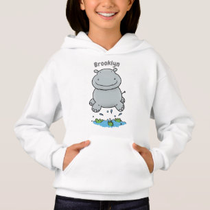 Cute hippo jumping cartoon illustration