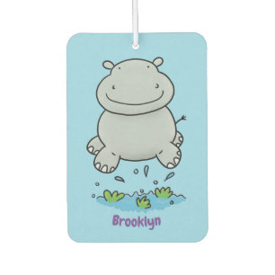 Cute hippo jumping cartoon illustration air freshener