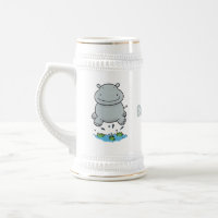 Cute hippo jumping cartoon illustration