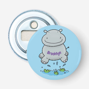 Cute hippo jumping cartoon illustration bottle opener