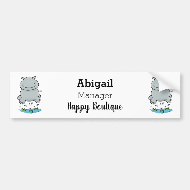 Cute hippo jumping cartoon illustration bumper sticker (Front)